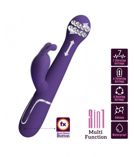 PRETTY LOVE - DEJON RABBIT VIBRATOR 3 IN 1 MULTIFUNCTION PURPLE