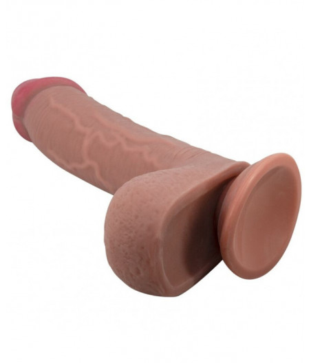 PRETTY LOVE - SLIDING SKIN SERIES REALISTIC DILDO WITH SLIDING SKIN SUCTION CUP BROWN 23.4 CM